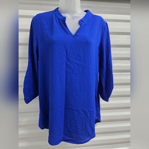Moa Moa Cobalt Blue V-Neck Blouse